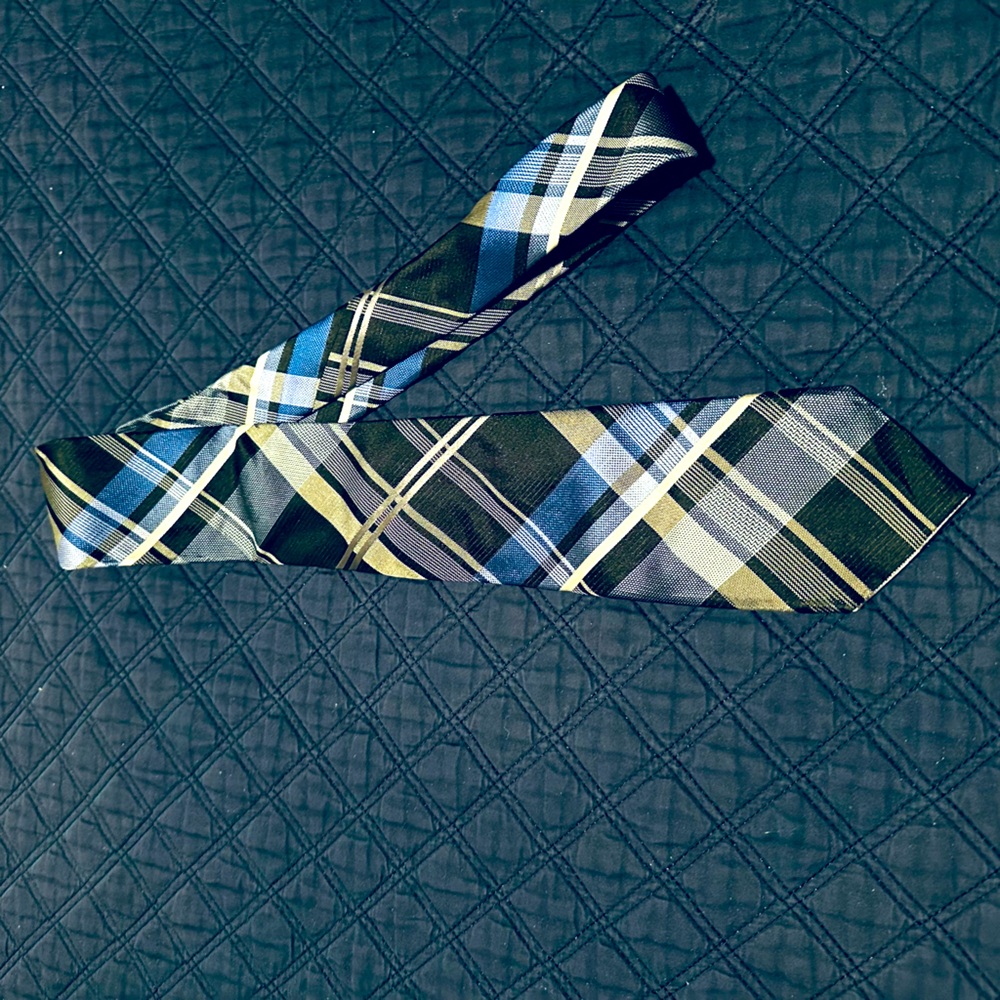 Michael Kors Blue and Black Plaid Tie.